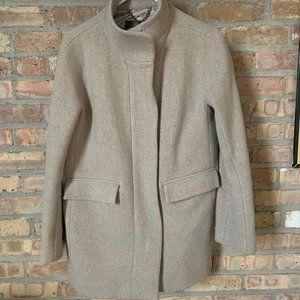 J. Crew Stadium Cloth Wool Tan Cocoon Zip Up Coat